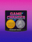 Arcade token with 'Game Changer' text on a gradient purple and blue background