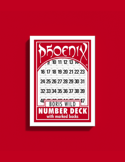 Red and white card deck packaging with 'Phoenix' branding on a red background