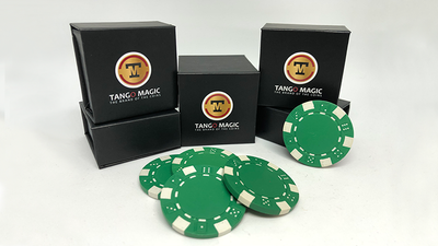 Expanded Shell Poker Chip Green plus 4 Regular Chips (PK001G)  by Tango Magic - Trick