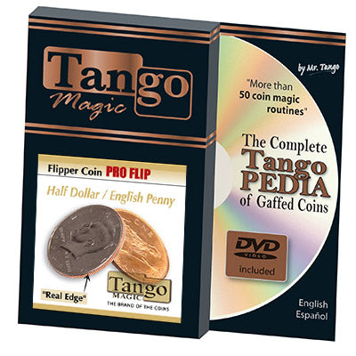 Flipper Coin Pro Flip Half Dollar/English Penny (w/DVD)by Tango - Trick (D0100)